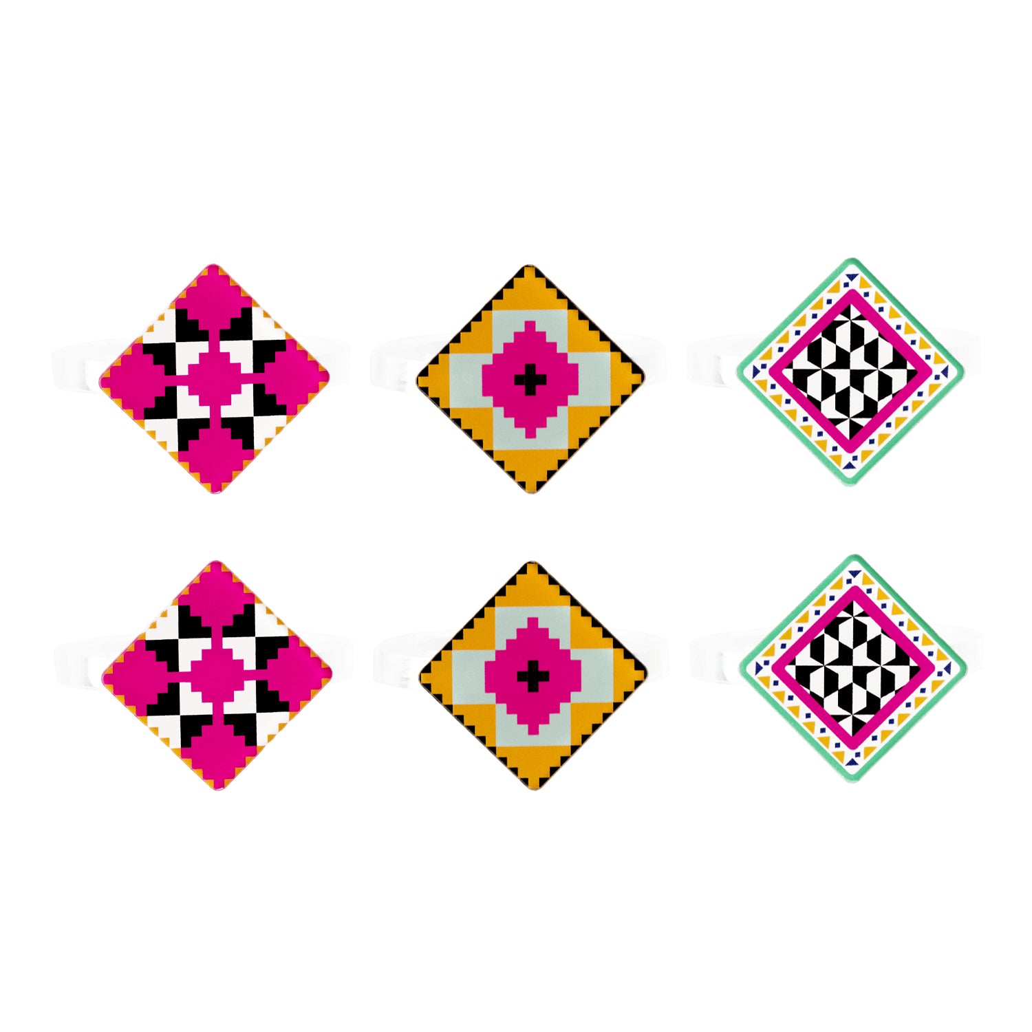 Set 6 Rhombus Napkin Rings Decor