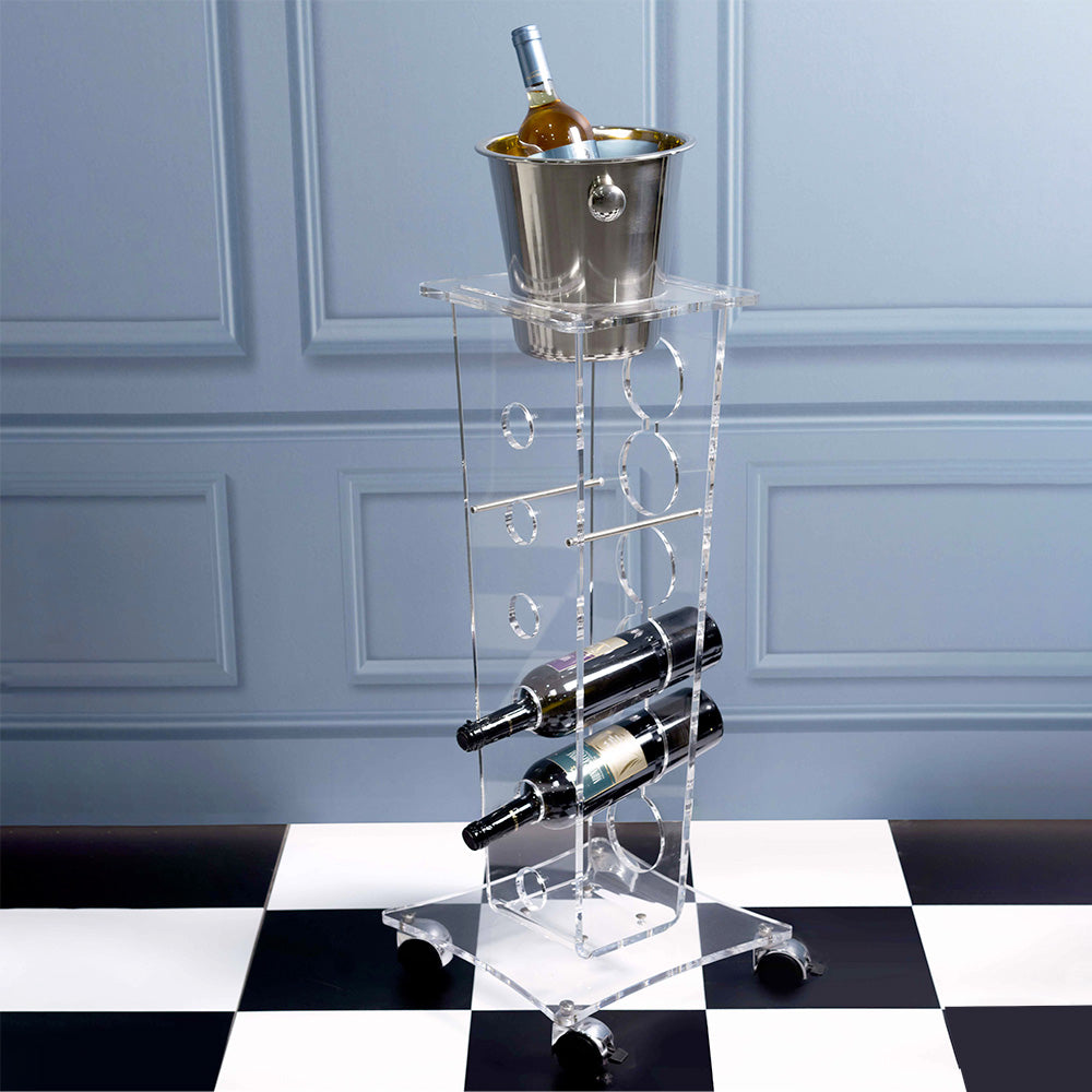 Ice Tower Wine Holder With Wheels Like Water