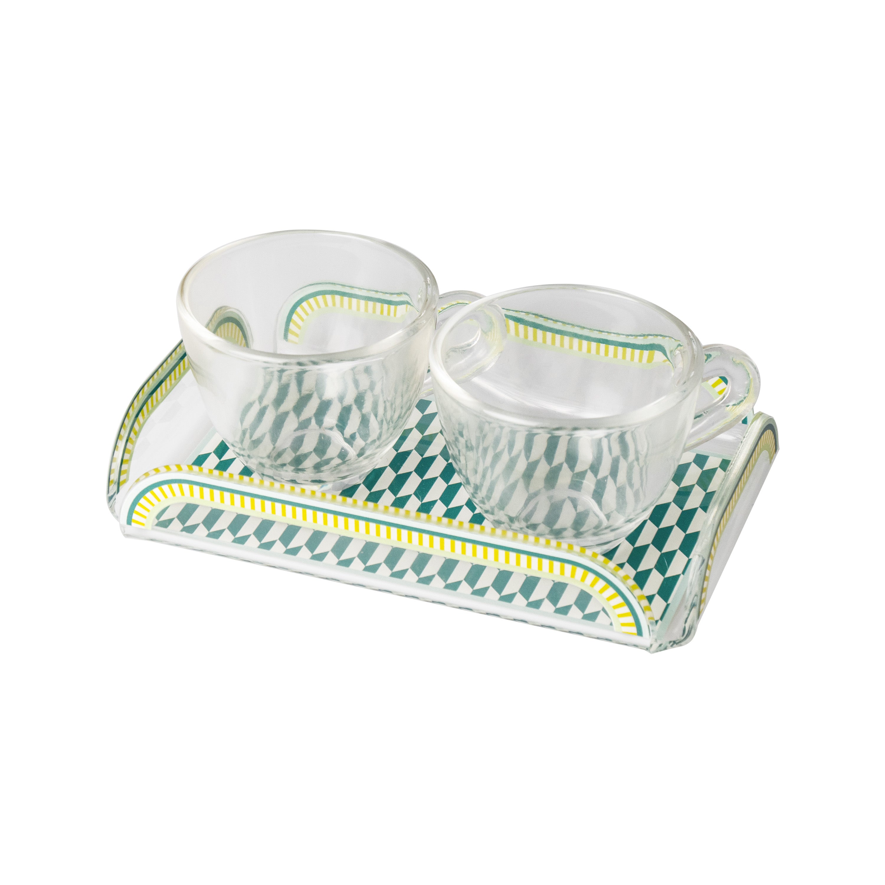 Set of 2 Cups and Tray Happy Coffee