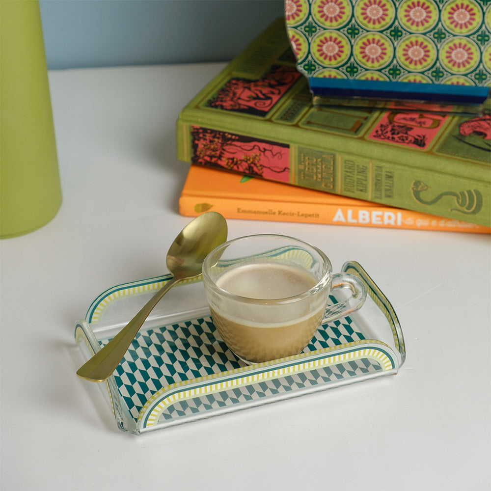 Set of 2 Cups and Tray Happy Coffee