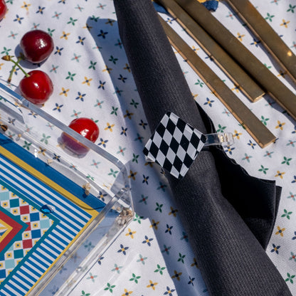 Set 6 Rhombus Napkin Rings Decor