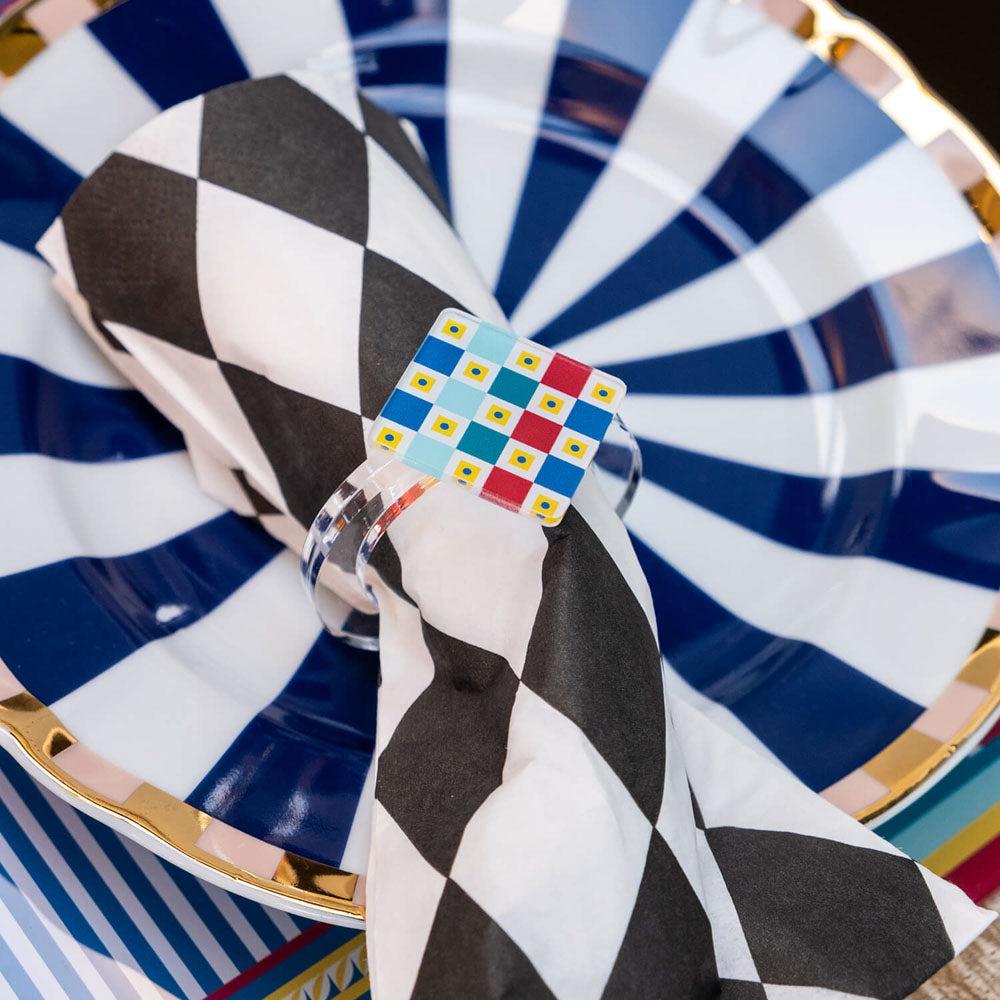 Set 6 Rhombus Napkin Rings Decor