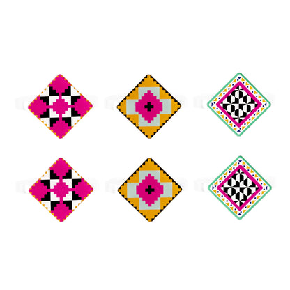 Set 6 Rhombus Napkin Rings Decor