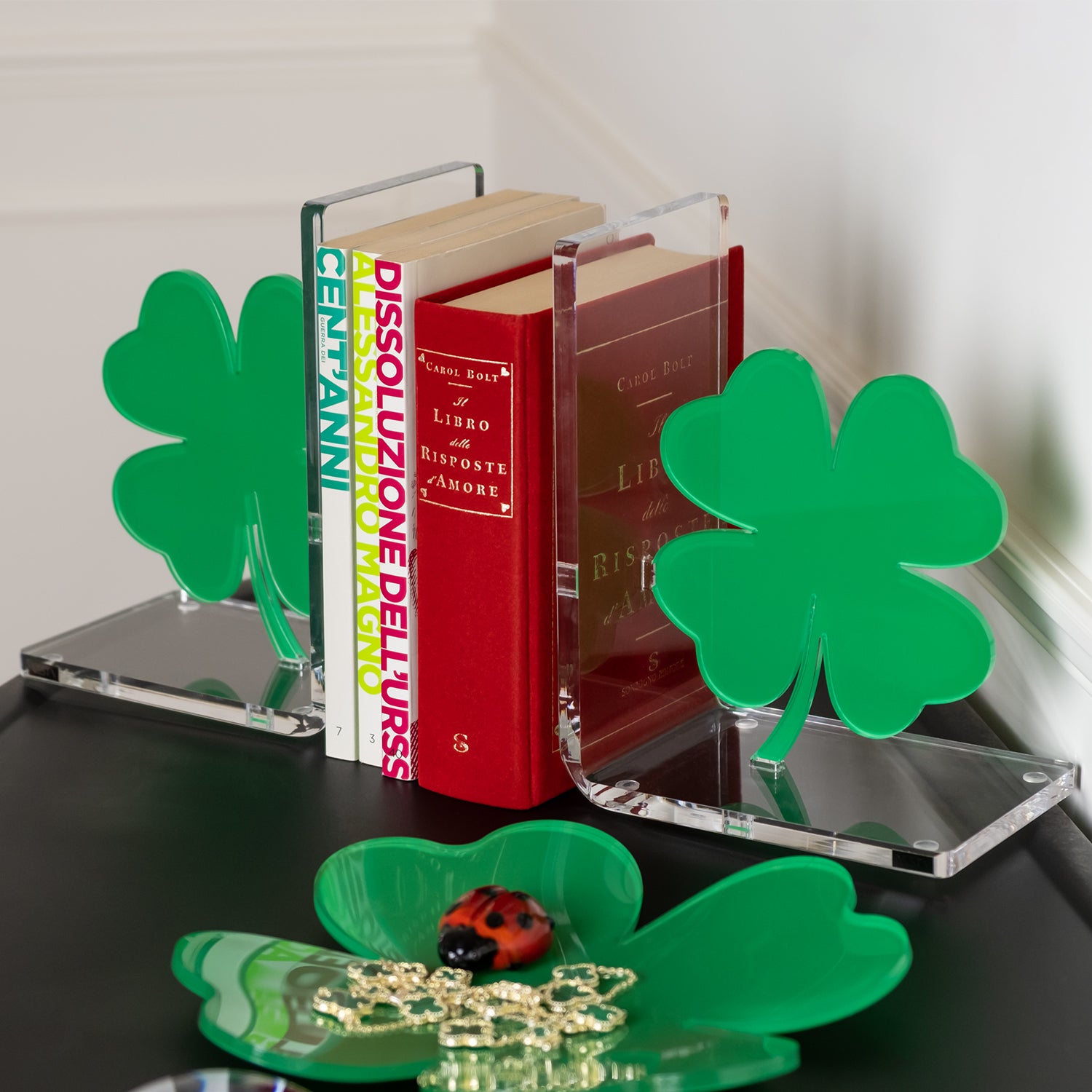 Four-Leaf Clover Bookend