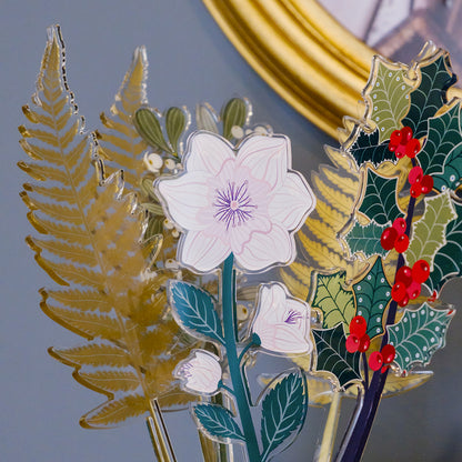 Large Single Wild Rose Flower Christmas Collection