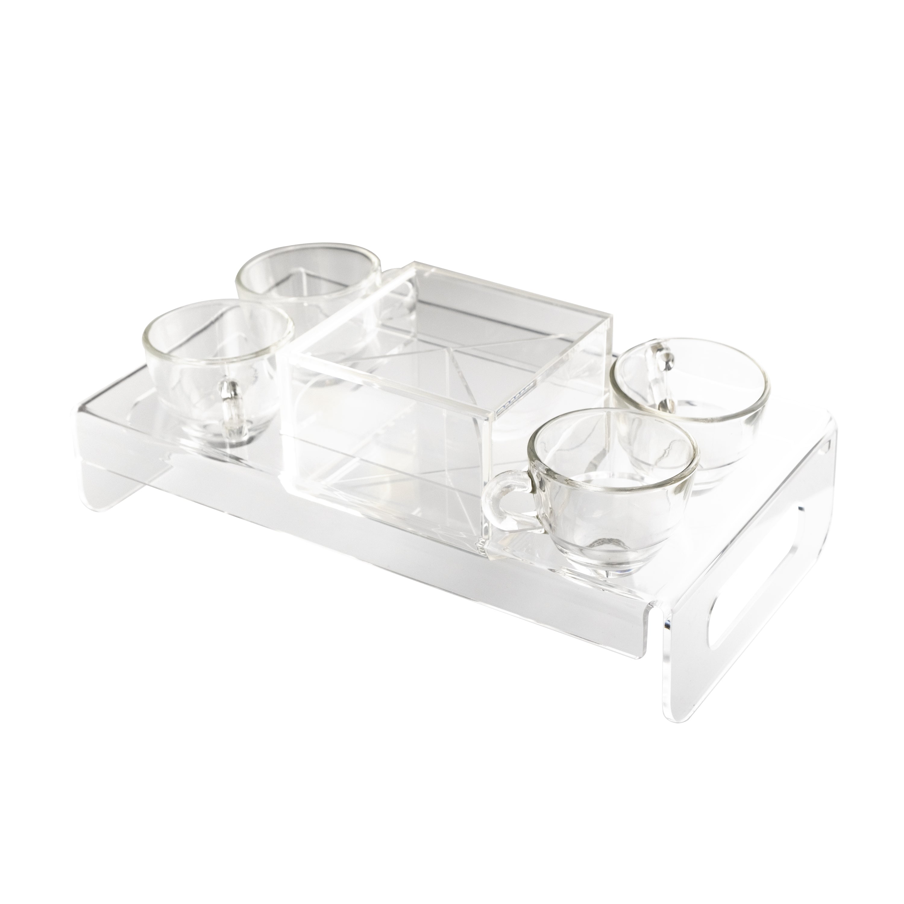 Tray with 4 glass cups