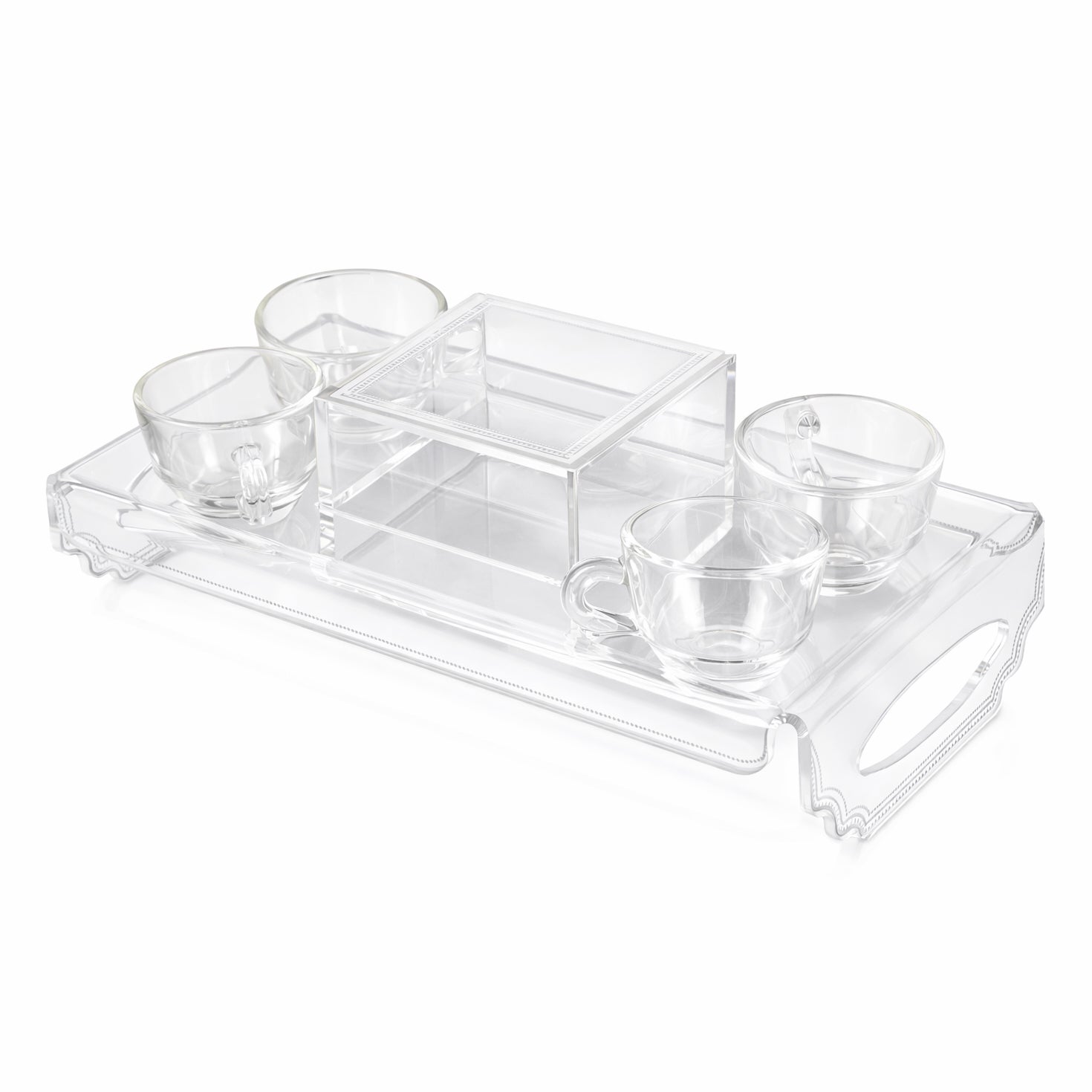 Tray with 4 Glass Cups Le Jardin