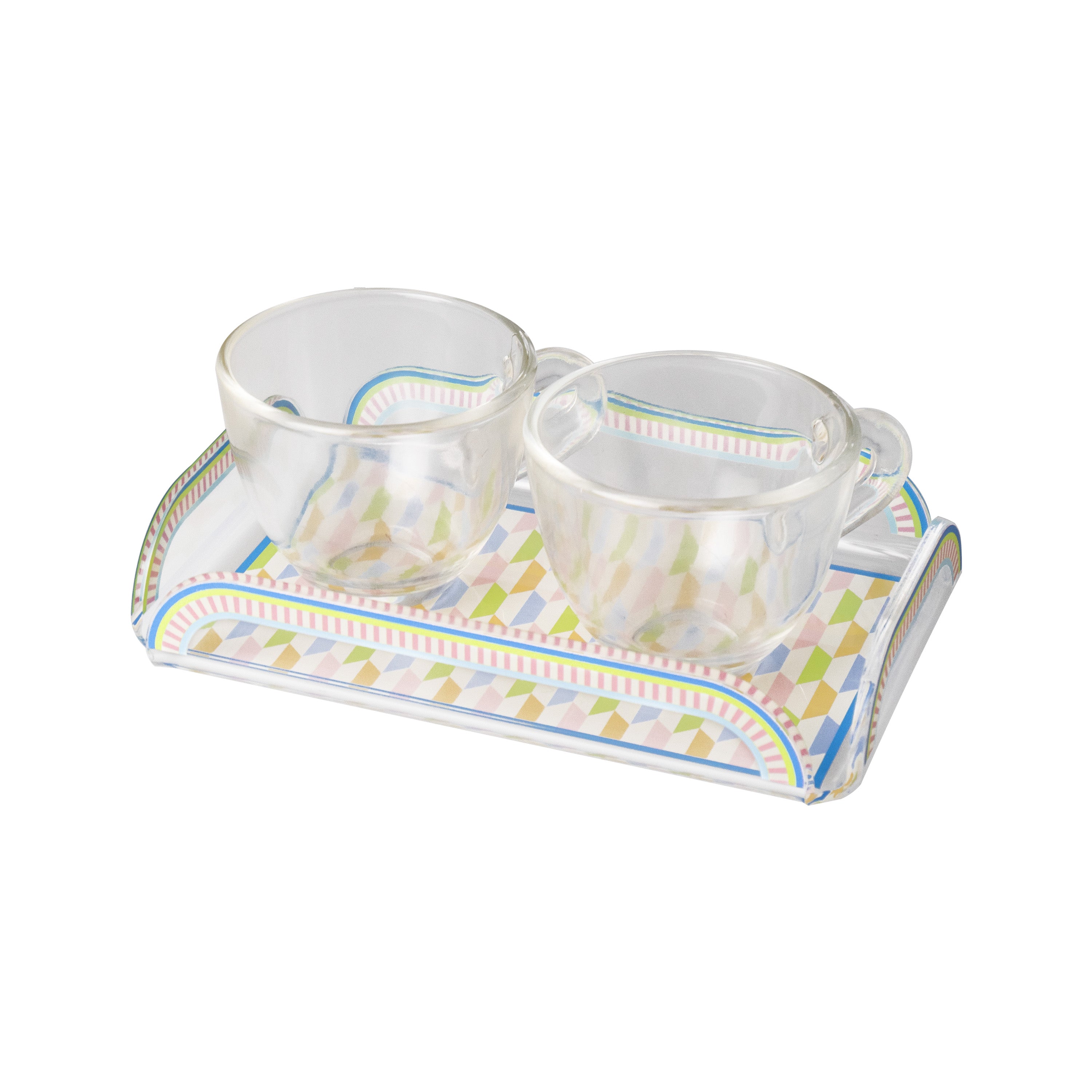 Set of 2 Cups and Tray Happy Coffee