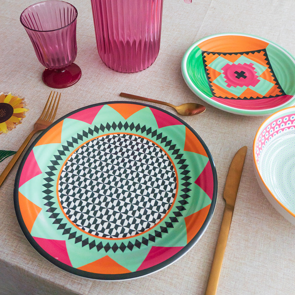 Set of 12 Plates Ethnic