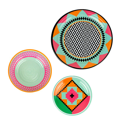 Set of 12 Plates Ethnic